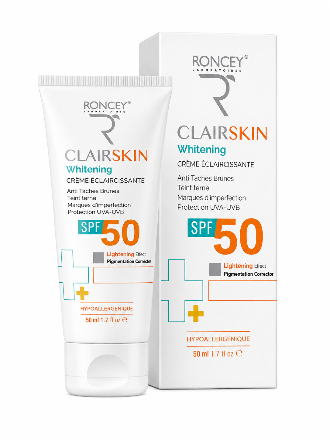 RONCEY CLAIRSKIN WHITENING CR WATERPROOF SPF50+ 50ML RONCEY CLAIRSKIN WHITENING CR WATERPROOF SPF50+ 50ML – Image 1
