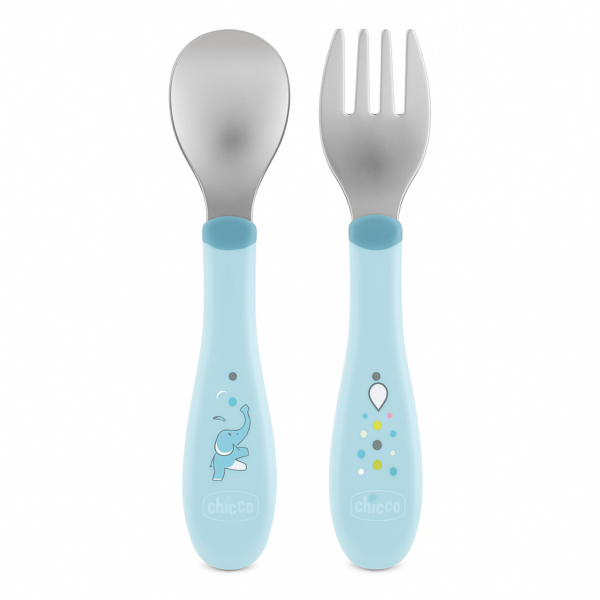 CHICCO COUVERTS EN METAL BLEU 18M+