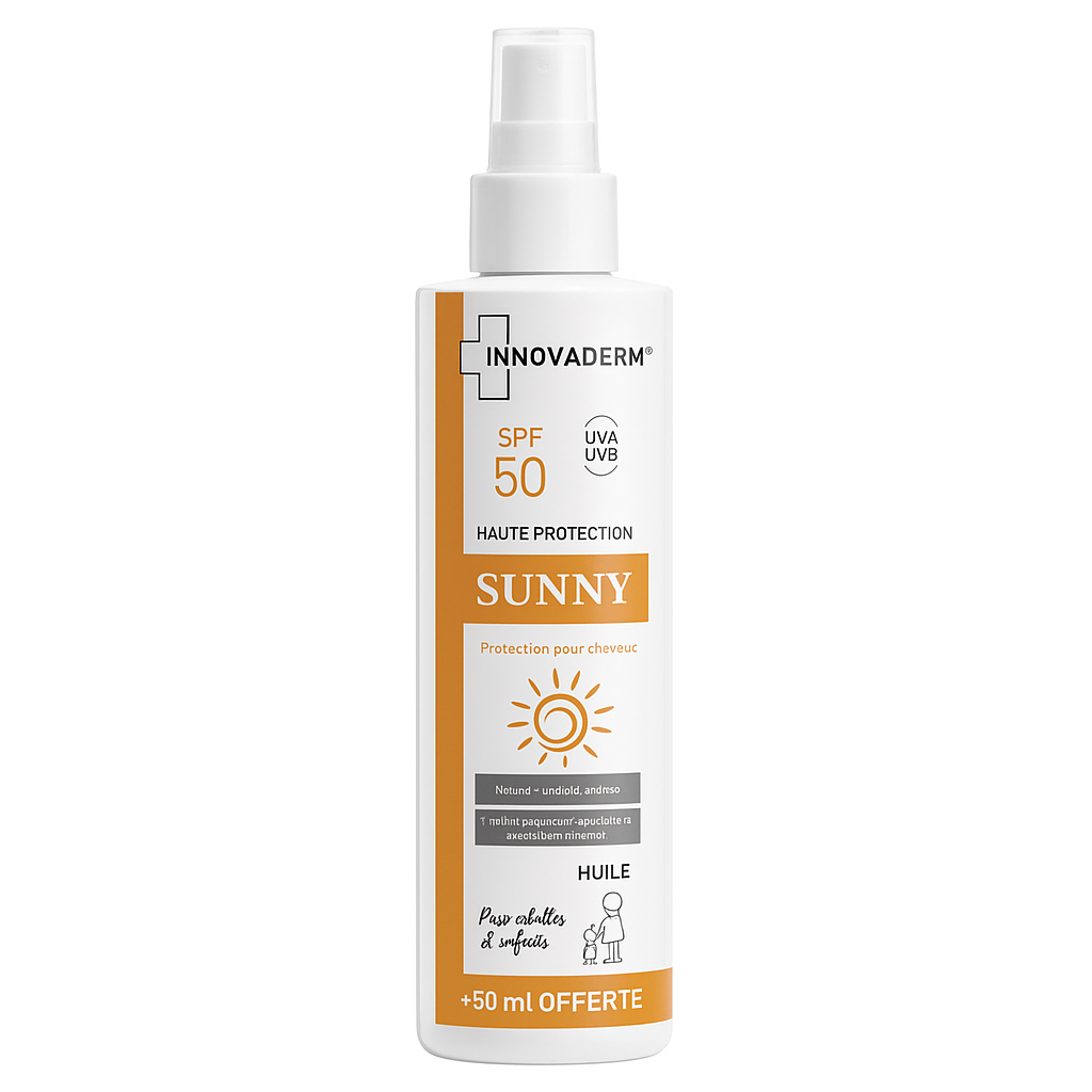 innovaderm-sunny-huile-protection-cheveux-spf50-250ml INNOVADERM SUNNY HUILE PROTECTION CHEVEUX SPF50 250ML – Image 1